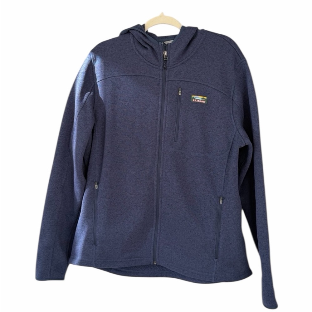 L.L Bean Men’s Navy Utility Jacket with Hood Pre-Loved LARGE Reg Slightly Fitted
